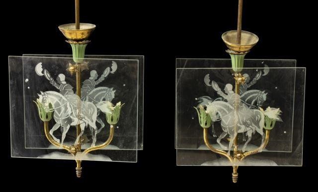 (2) ITALIAN FOLIATED & ETCHED GLASS
