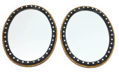 2 ITALIAN GILT & BLACK OVAL MI