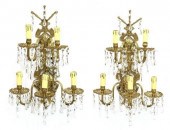 (2) ITALIAN GILT BRASS & CRYST