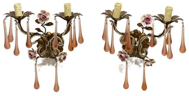 (2) ITALIAN GILT IRON FLORAL