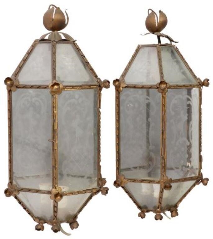 (2) ITALIAN GILT METAL & GLASS WALL