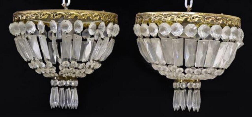 (2) ITALIAN GILT METAL & CRYSTAL