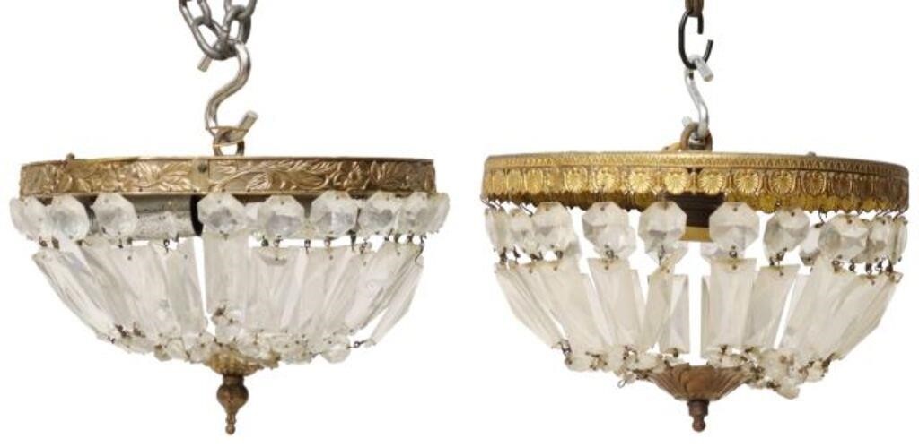 (2) ITALIAN GILT METAL & CRYSTAL