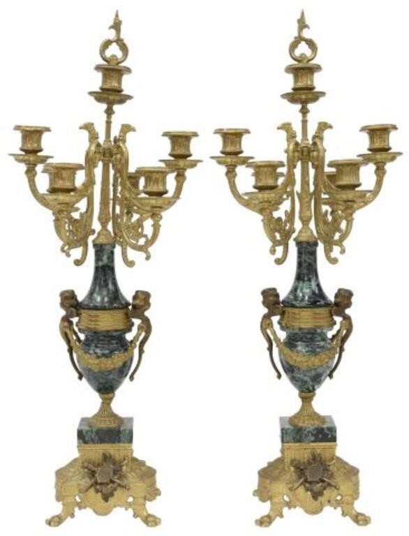 (2) ITALIAN GILT METAL & MARBLE