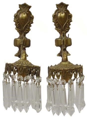 2) ITALIAN GILT METAL & CRYSTAL