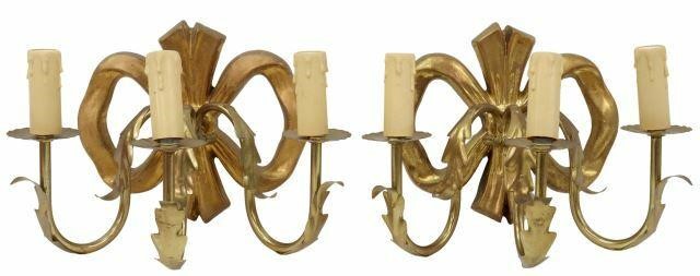 (2) ITALIAN GILTWOOD THREE-LIGHT