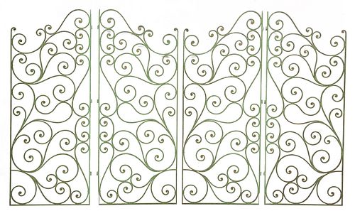 (2) ITALIAN GREEN PAINTED WROUGHT