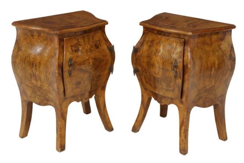 (2) ITALIAN INLAID BURLWOOD BOMBE