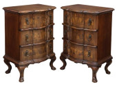 (2) ITALIAN INLAID WALNUT NIGH