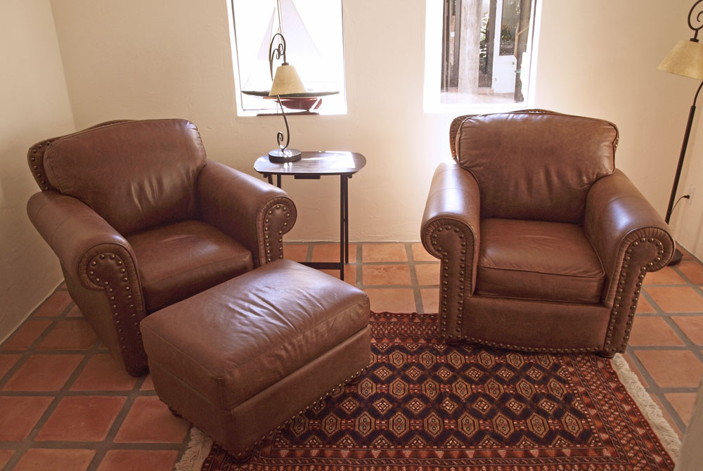2 ITALIAN LEATHER CLUB CHAIRS &