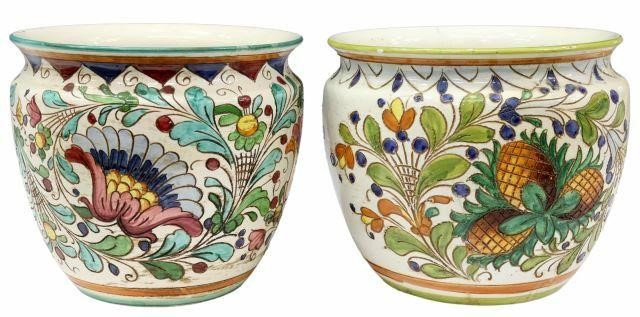 (2) ITALIAN MAJOLICA CACHEPOTS