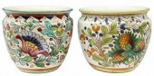 (2) ITALIAN MAJOLICA CACHEPOTS