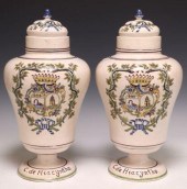 (2) ITALIAN MAJOLICA LIDDED AP