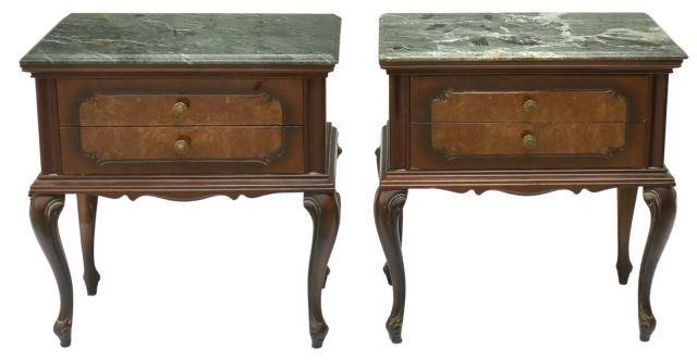 (2) ITALIAN MARBLE-TOP BEDSIDE