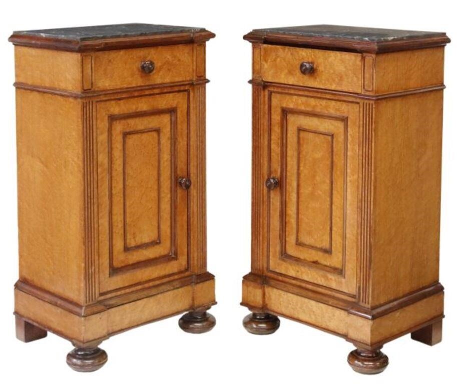 (2) ITALIAN MARBLE-TOP BIRDSEYE