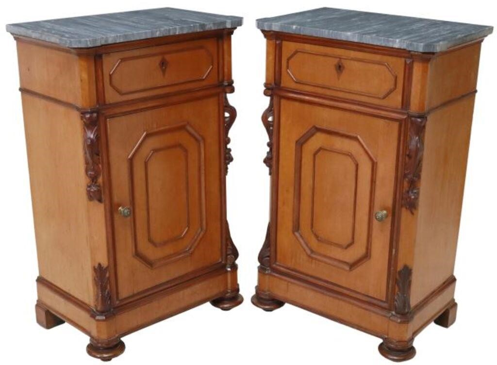 (2) ITALIAN MARBLE-TOP BIRDSEYE