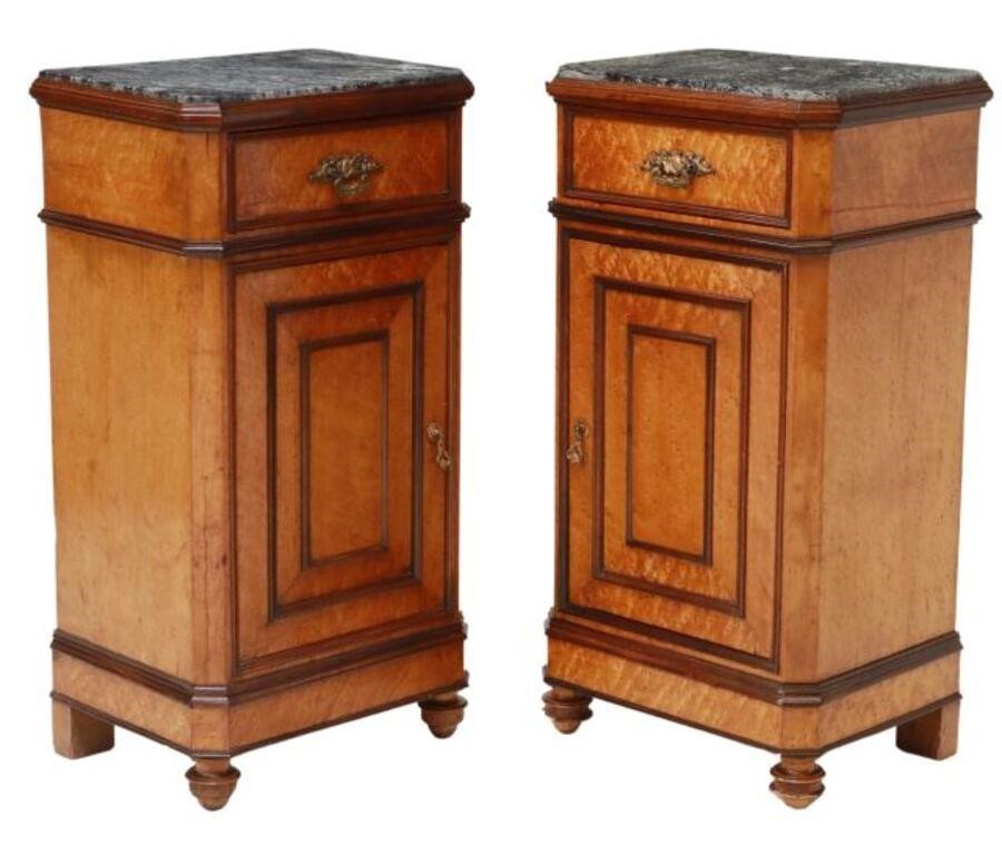 (2) ITALIAN MARBLE-TOP BIRDSEYE
