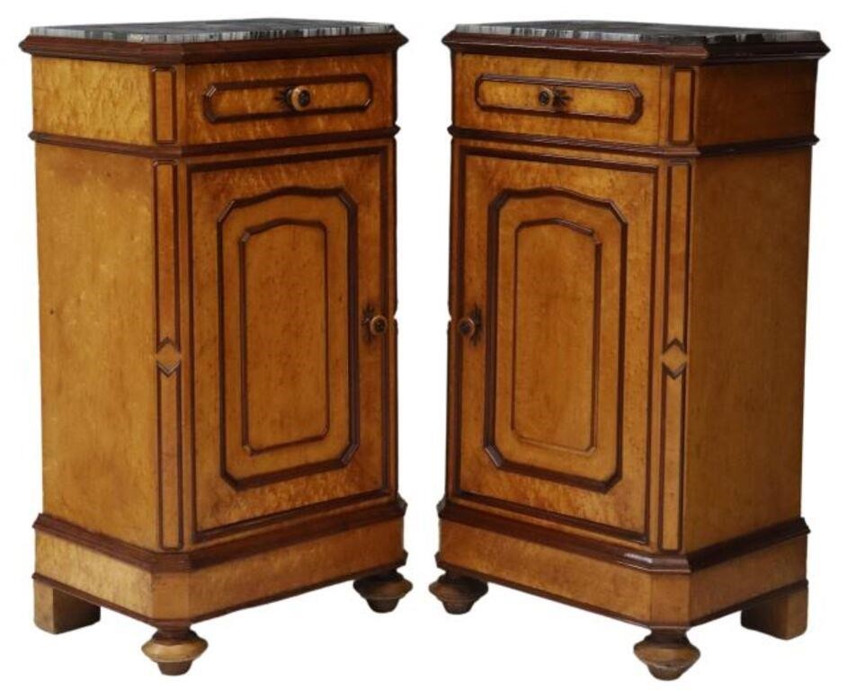 (2) ITALIAN MARBLE-TOP BIRDSEYE