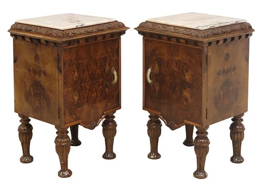 (2) ITALIAN MARBLE-TOP BURLED
