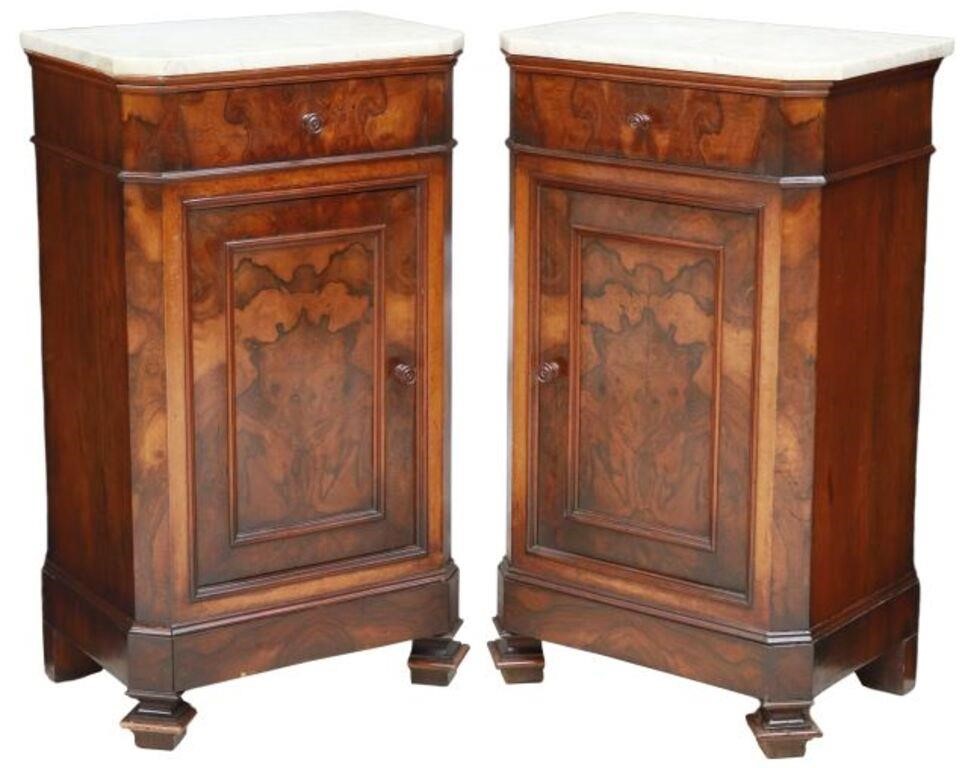 (2) ITALIAN MARBLE-TOP FIGURED