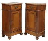 (2) ITALIAN MARBLE-TOP MAHOGAN
