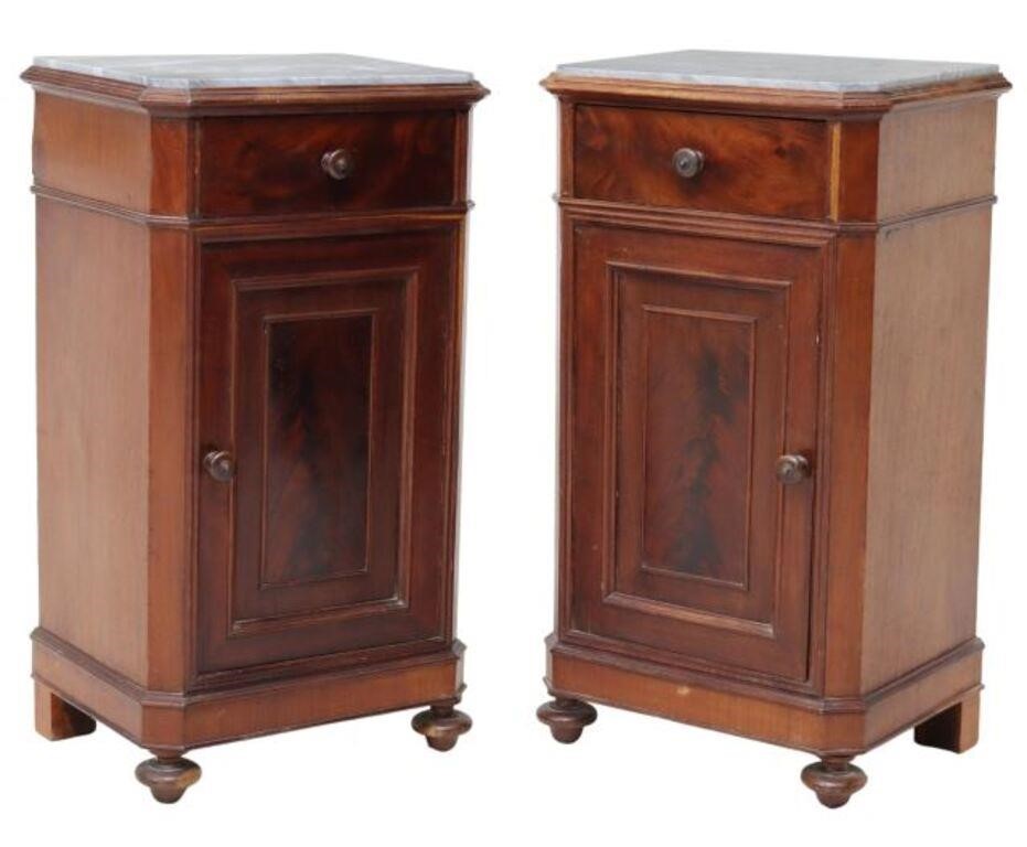 (2) ITALIAN MARBLE-TOP MAHOGANY