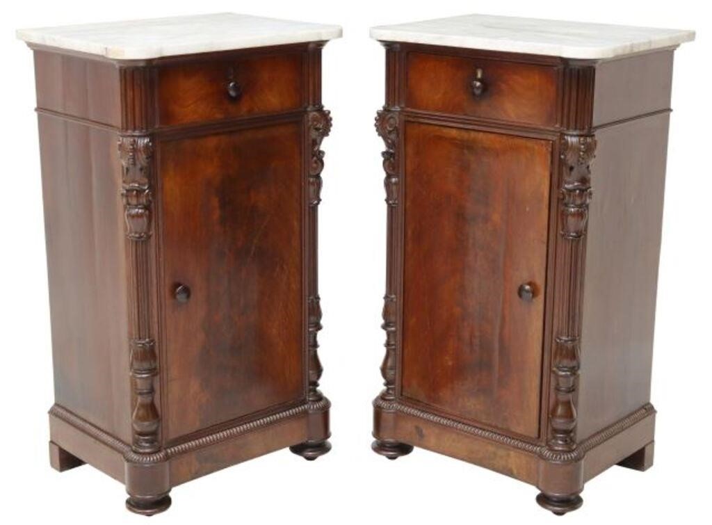 (2) ITALIAN MARBLE-TOP MAHOGANY