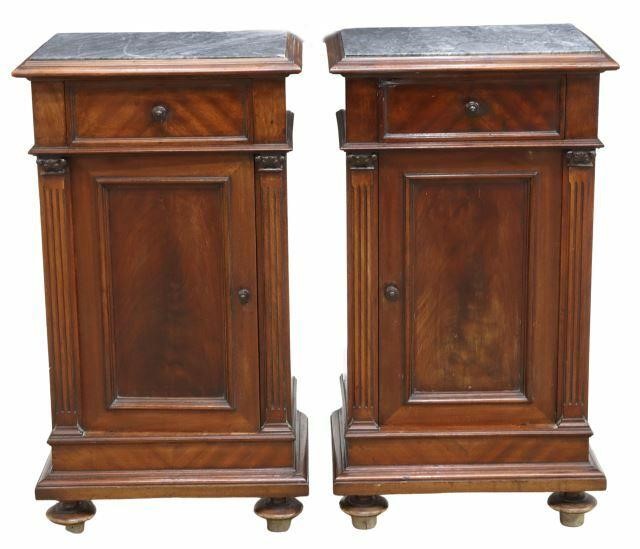 (2) ITALIAN MARBLE-TOP MAHOGANY