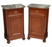 (2) ITALIAN MARBLE-TOP MAHOGAN