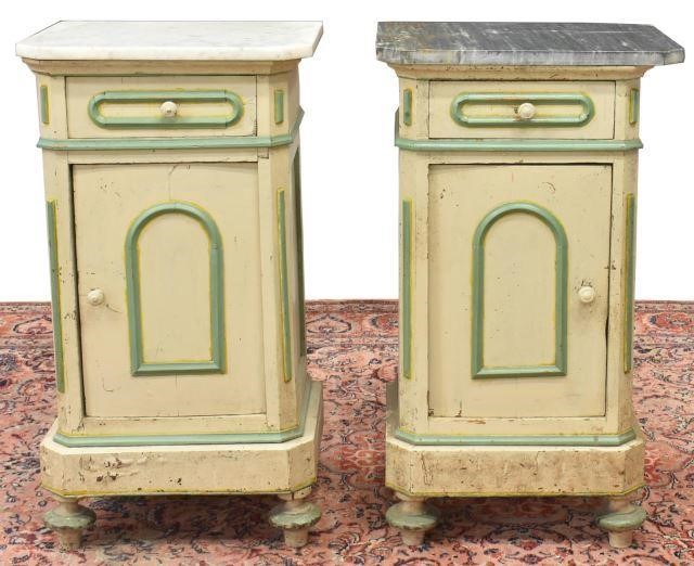 (2) ITALIAN MARBLE-TOP PAINTED