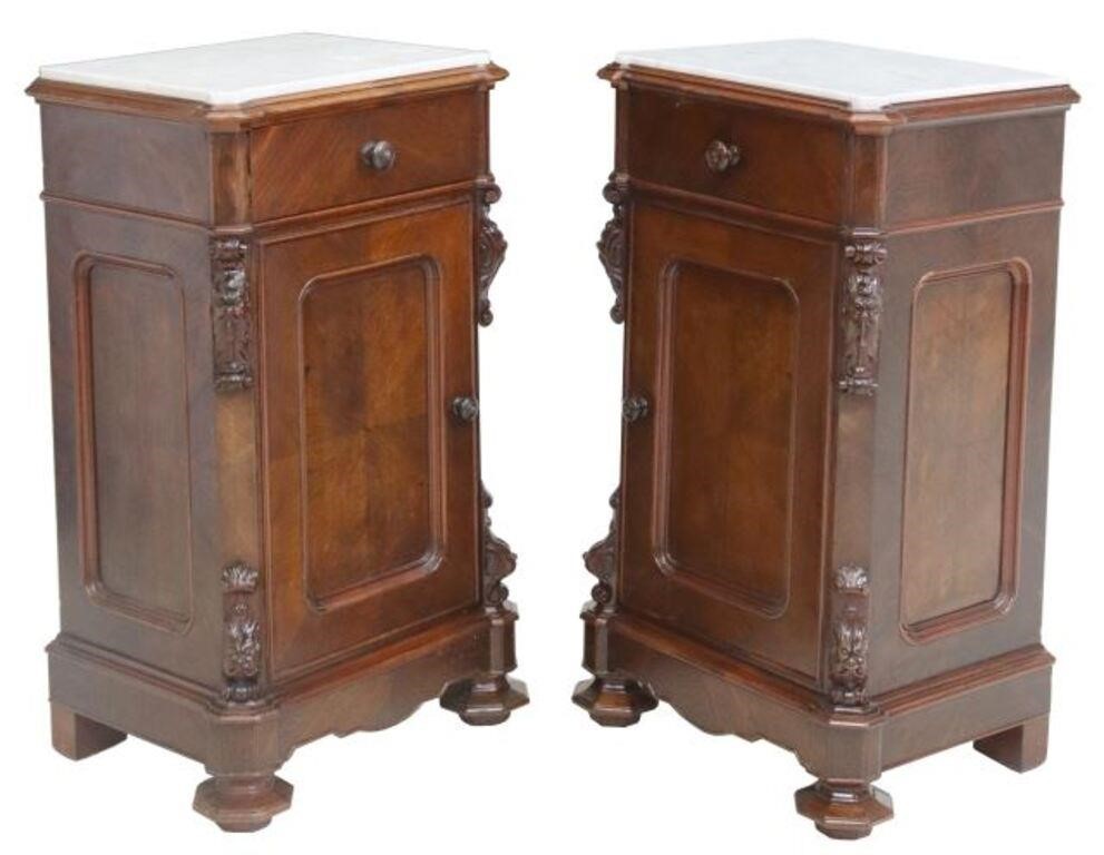 (2) ITALIAN MARBLE-TOP ROSEWOOD