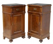 (2) ITALIAN MARBLE-TOP WALNUT