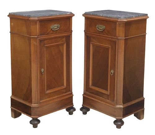 (2) ITALIAN MARBLE-TOP WALNUT