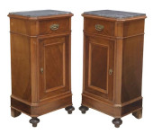 (2) ITALIAN MARBLE-TOP WALNUT