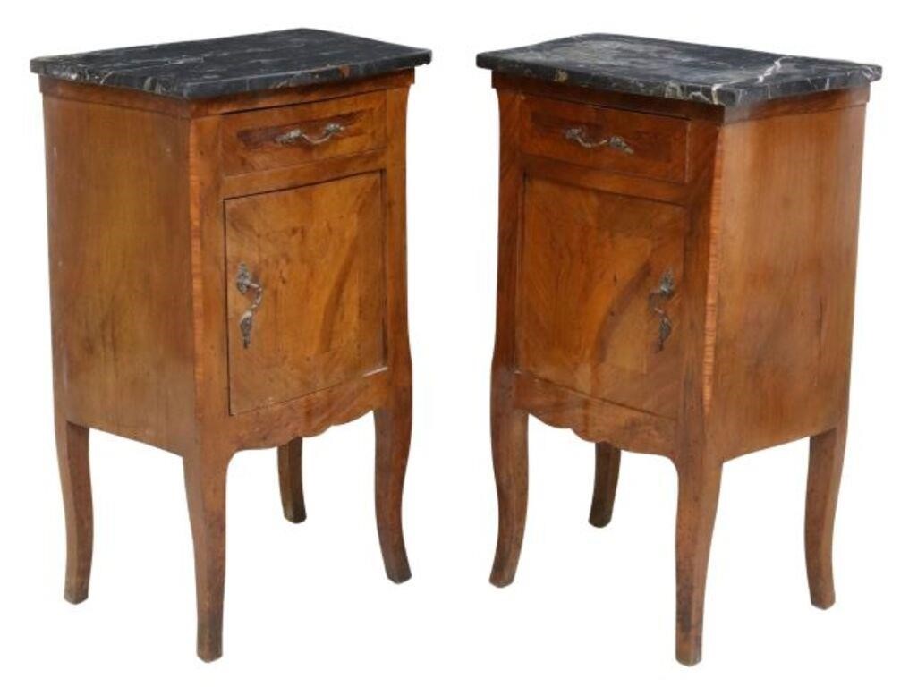 (2) ITALIAN MARBLE-TOP WALNUT