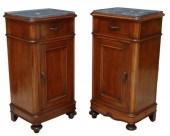 (2) ITALIAN MARBLE-TOP WALNUT