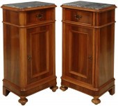 (2) ITALIAN MARBLE-TOP WALNUT