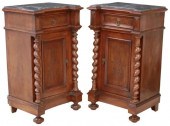 (2) ITALIAN MARBLE-TOP WALNUT