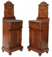 (2) ITALIAN MARBLE-TOP WALNUT