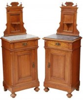 (2) ITALIAN MARBLE-TOP WALNUT