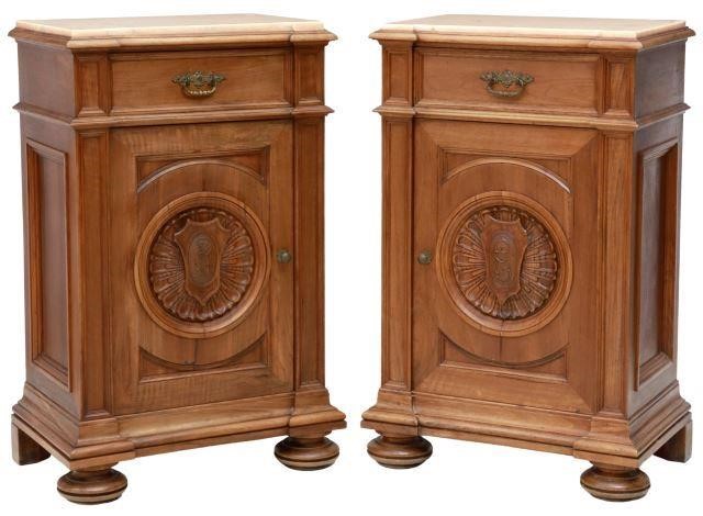 (2) ITALIAN MARBLE-TOP WALNUT
