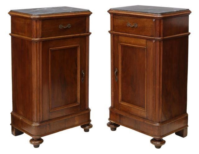 (2) ITALIAN MARBLE-TOP WALNUT