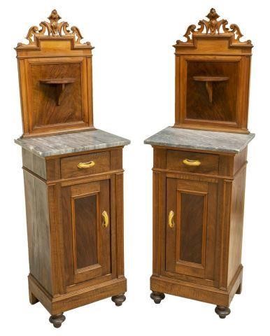 (2) ITALIAN MARBLE-TOP WALNUT