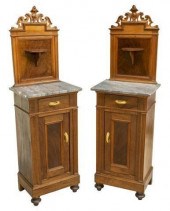 (2) ITALIAN MARBLE-TOP WALNUT