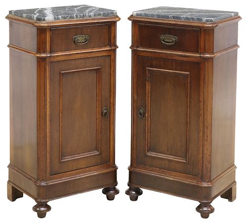 (2) ITALIAN MARBLE-TOP WALNUT