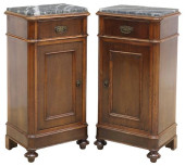 (2) ITALIAN MARBLE-TOP WALNUT