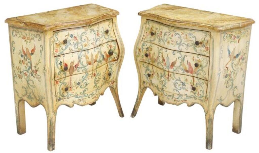 (2) ITALIAN PAINT DECORATED BOMBE