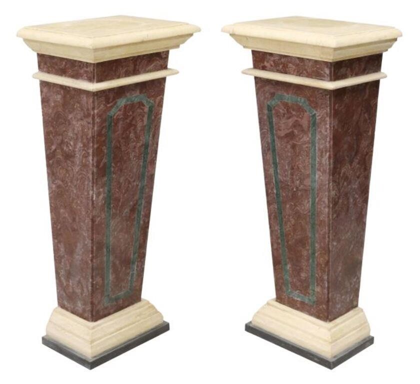 (2) ITALIAN POLYCRHOME MARBLE