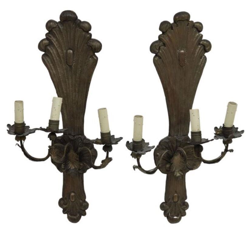 (2) ITALIAN REPOUSSE THREE-LIGHT