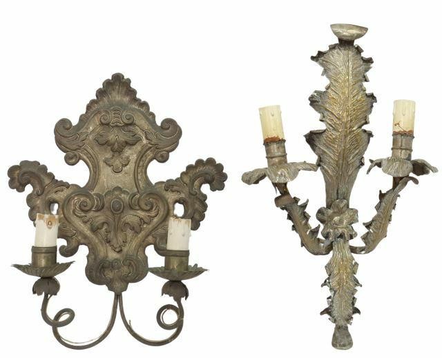 (2) ITALIAN REPOUSSE TWO-LIGHT WALL